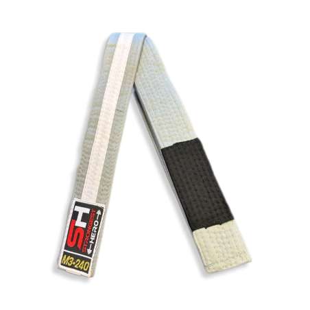 Ceintures BJJ pour enfants Strongest Hero gris/blanc