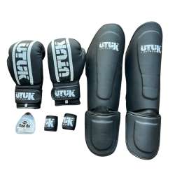 Pack d'équipement  Muay Thai enfants Utuk Noir Blanc