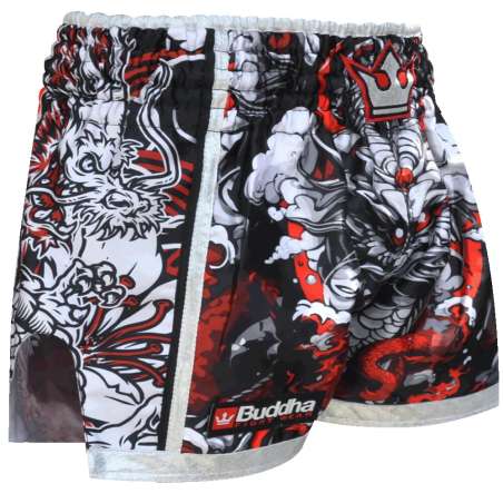 Short Muay Thai Bouddha dragon rouge