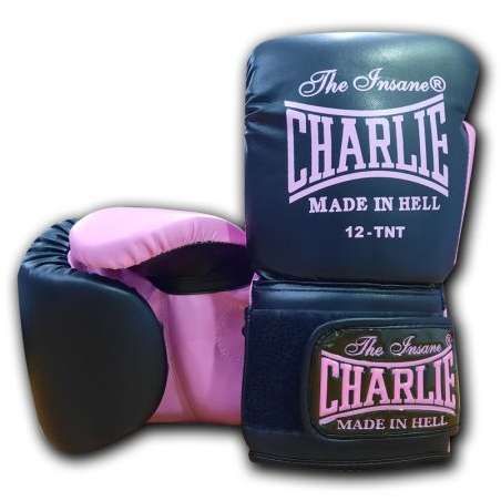 Gants de kick boxing Charlie kaos noir rose