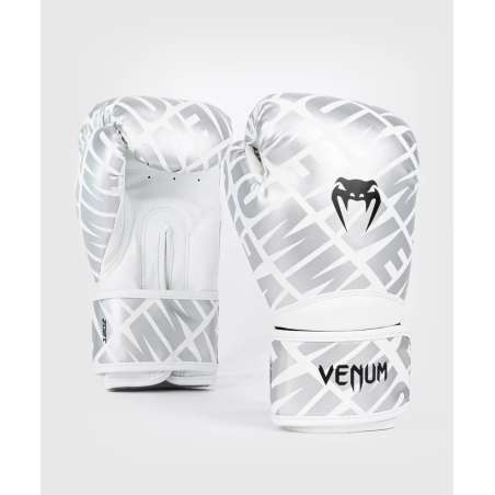 Gants de Muay Thai Venum contender 1.5 argent blanc