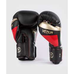 Gants de boxe Venum elite noir doré rouge 2