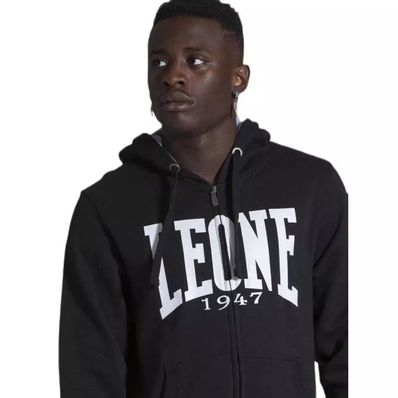 Sweat à capuche zippé Leone big logo (noir)