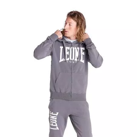 Sweat zippé Leone big logo (gris) pour homme