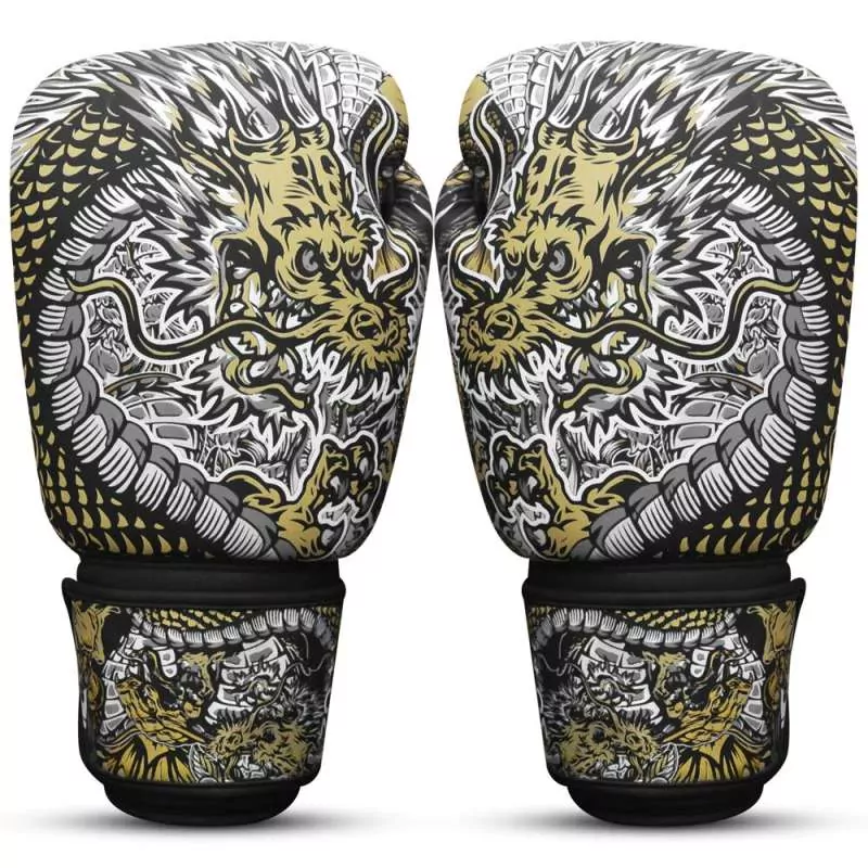 Gants muay thai Buddha fantasy dragon (blanc)