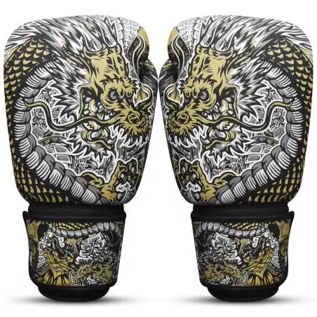 Gants muay thai Buddha fantasy dragon (blanc)