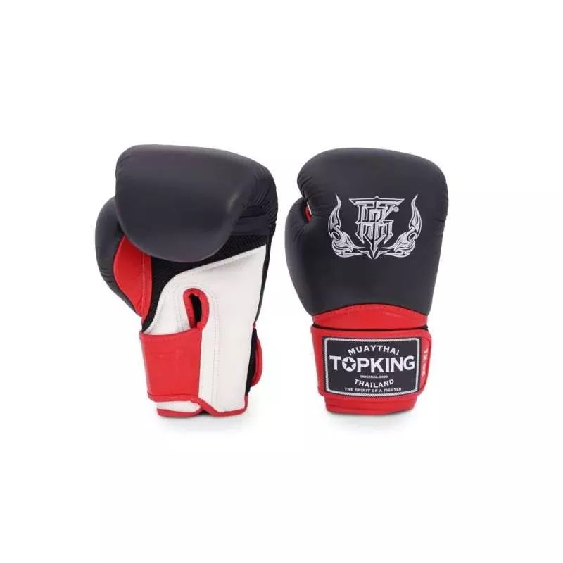 Gants muay thai Top King super air (noir/rouge/blanc)