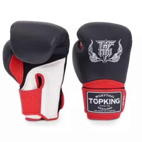 Gants muay thai Top King super air (noir/rouge/blanc)