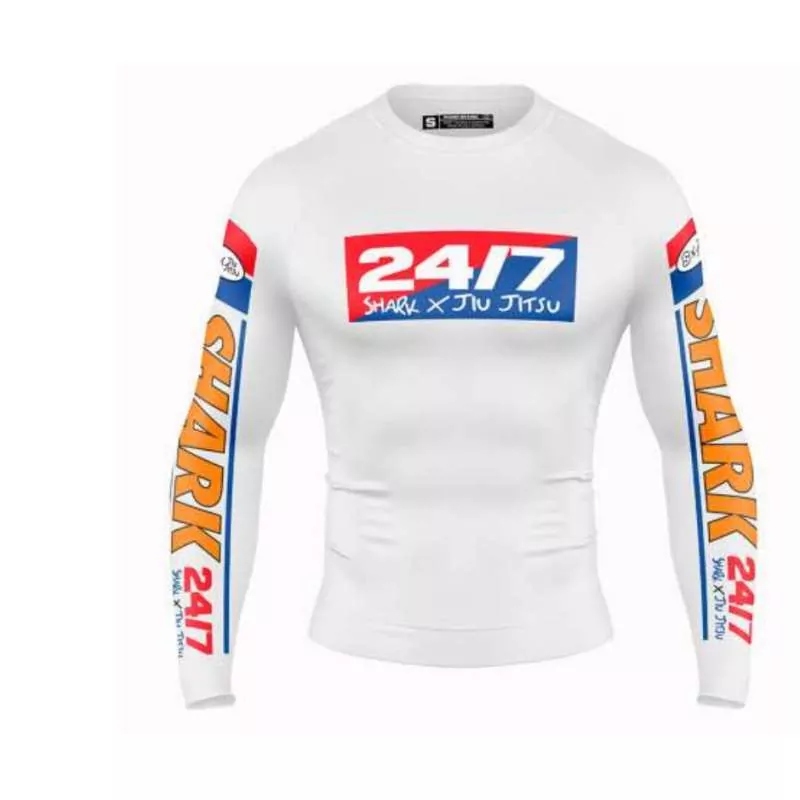 no gi 24/7 Shark lycra rash guard blanc