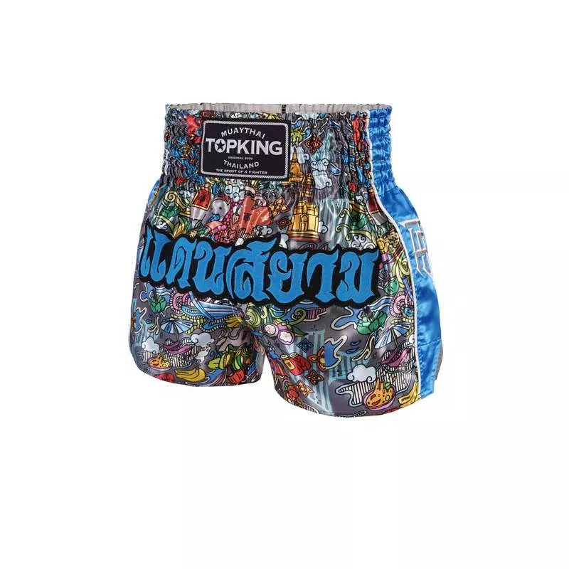 Top King Boxing muay thai shorts 255 (bleu clair)